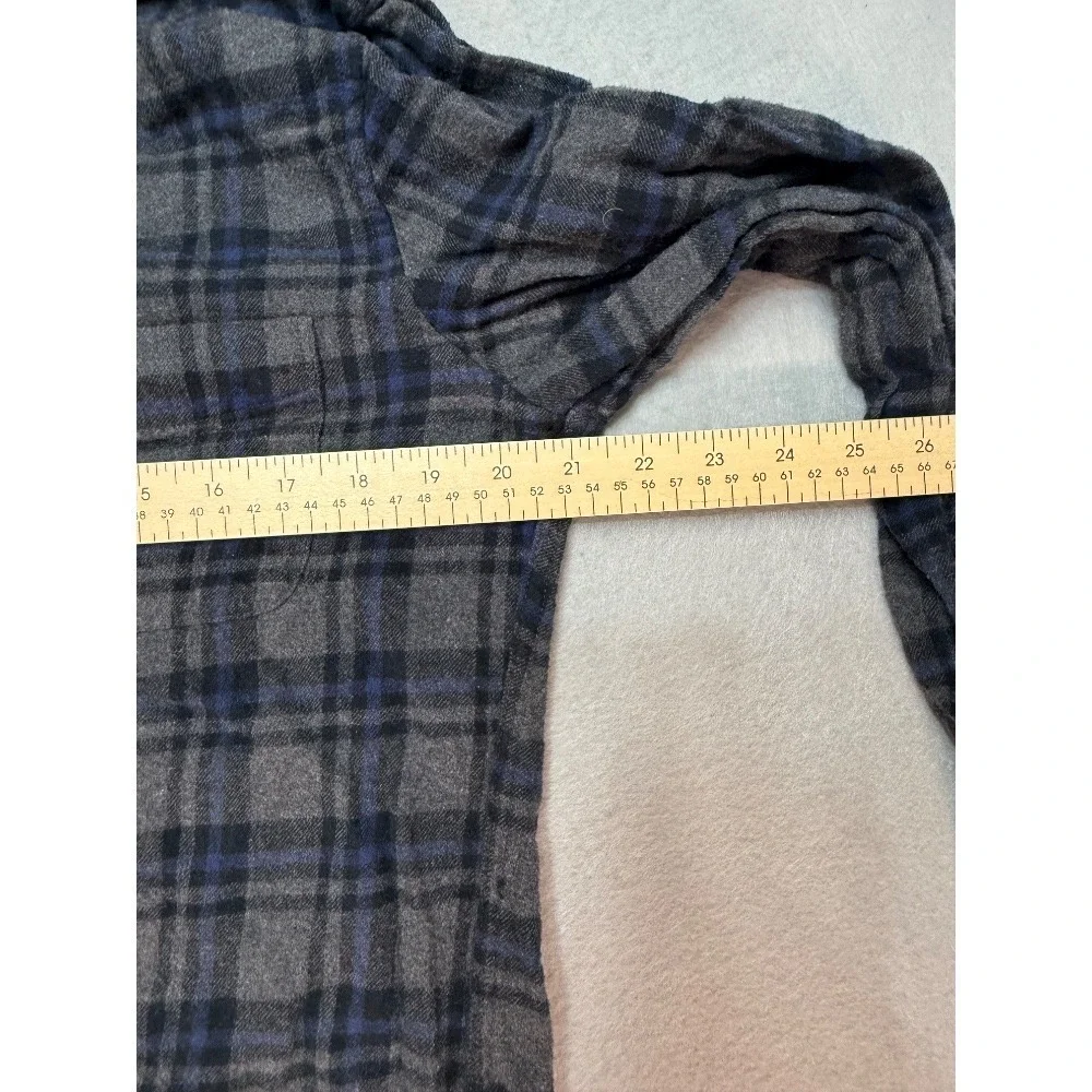 J.Crew‎ Flannel Shirt Plaid Button Up Long Sleeve Gray Blue Mens Size M